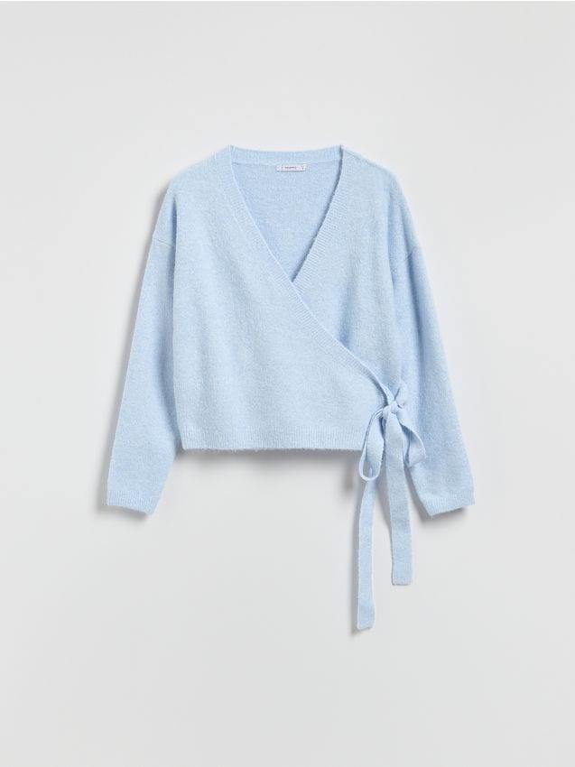 Reserved - Sweter z wiązaniem - jasnoniebieski