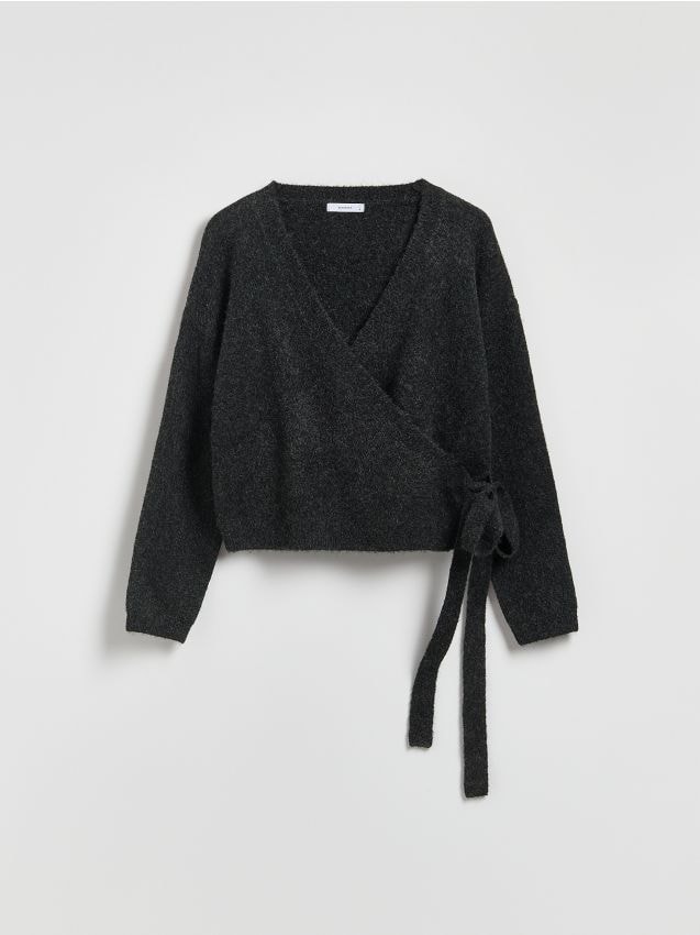 Reserved - Sweter z wiązaniem - ciemnoszary