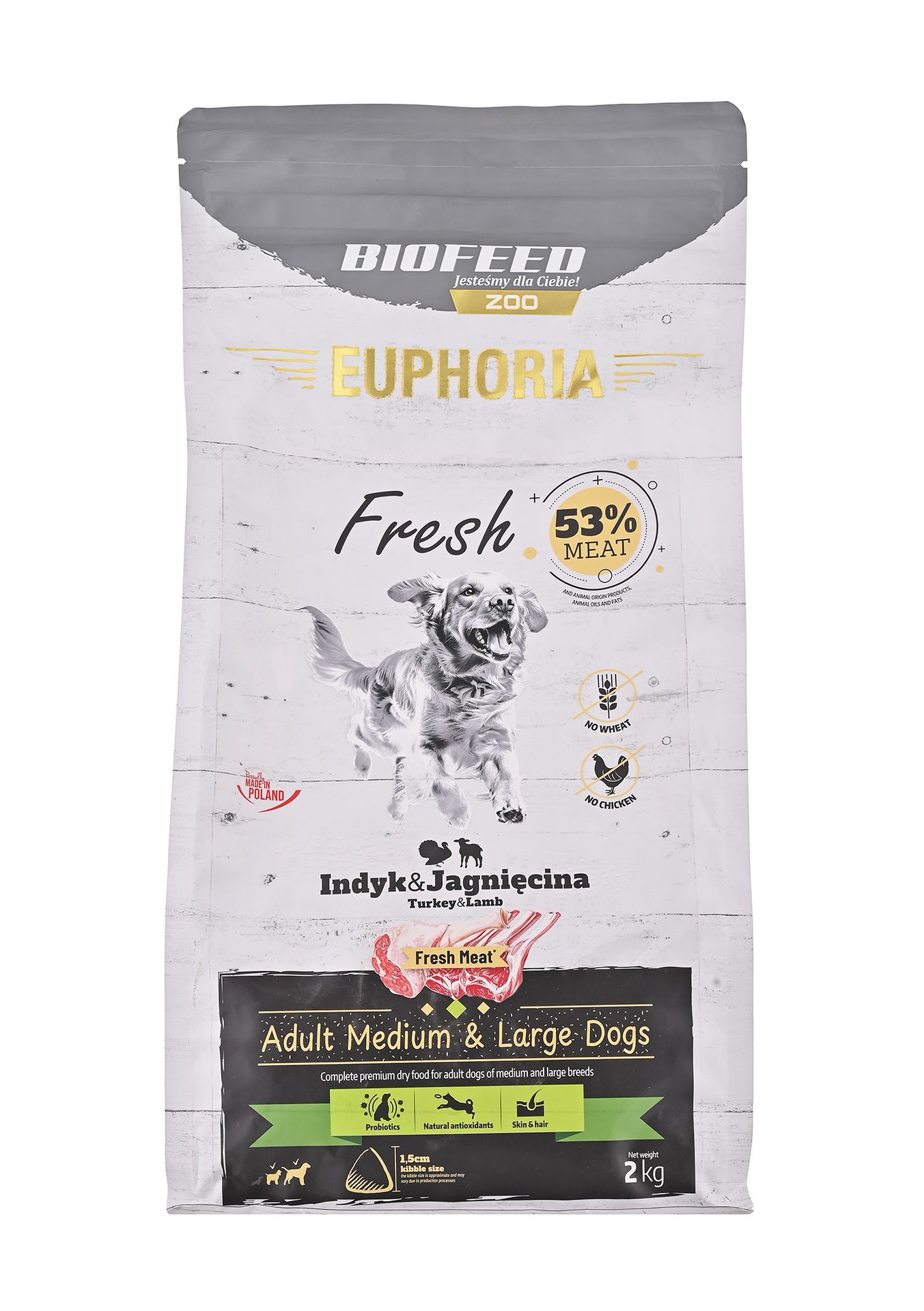 BIOFEED Euphoria Fresh Adult Medium & Large Indyk z jagnięciną - sucha karma dla psa - 2kg