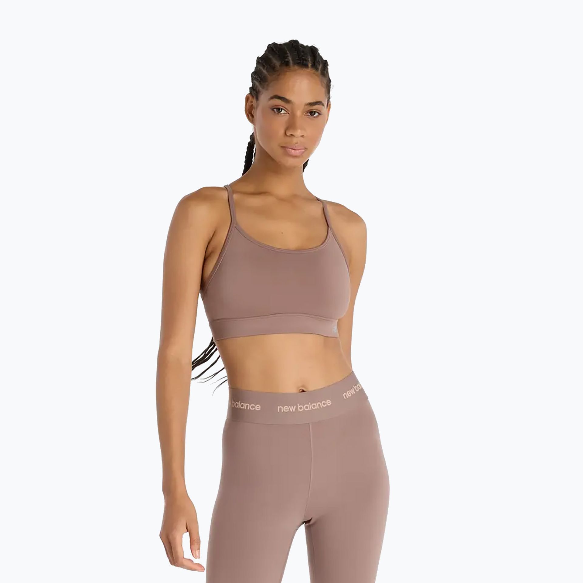 Biustonosz treningowy New Balance Essential Yoga brown WYSYŁKA W 24H 30 DNI NA ZWROT