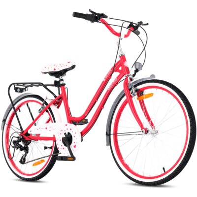 Rower młodzieżowy SUN BABY Heart Bike 24 cale dla dziewczynki Fuksjowy