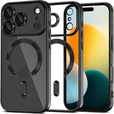 Etui TECH-PROTECT MagFlex MagSafe do Apple iPhone 17 Pro Przezroczysto-czarny (błyszczący)