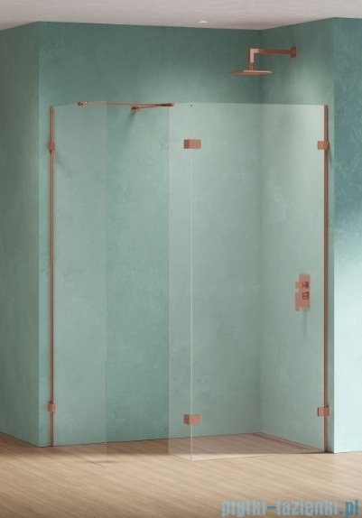 New Trendy Eventa Copper Shine kabina walk-in 120x120x200 cm z dodatkową ścianką przejrzyste miedź połysk EXK-6550/EXK-6557