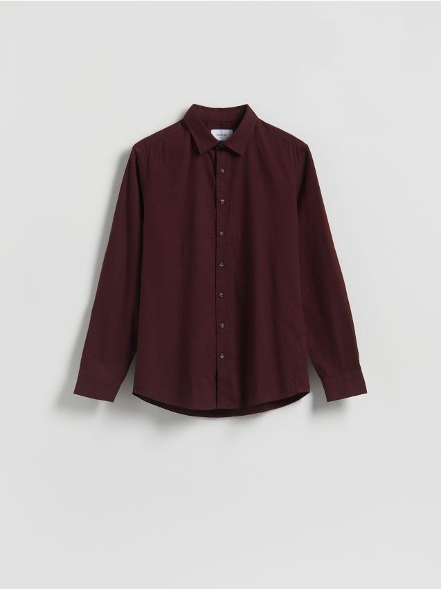 Reserved - Bawełniana koszula regular fit - bordowy