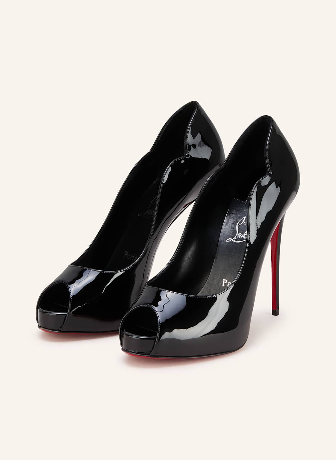 Christian Louboutin Lakierowane Buty Bez Palców Hot Chick Alta 120 schwarz