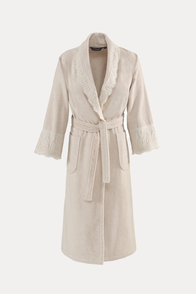 Damski szlafrok MAYA w ozdobnym opakowaniu L Jasnobeżowy