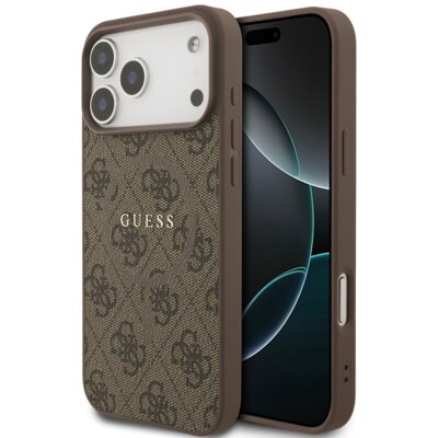 Etui GUESS 4G Ring Classic Logo MagSafe do Apple iPhone 17 Pro Max Brązowy