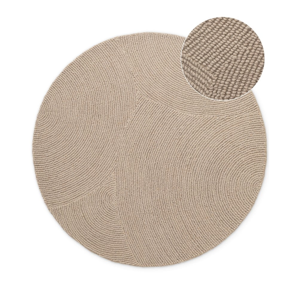 Beżowy wełniany okrągły dywan tkany ręcznie ø 200 cm Eleni Light Beige – Hanse Home