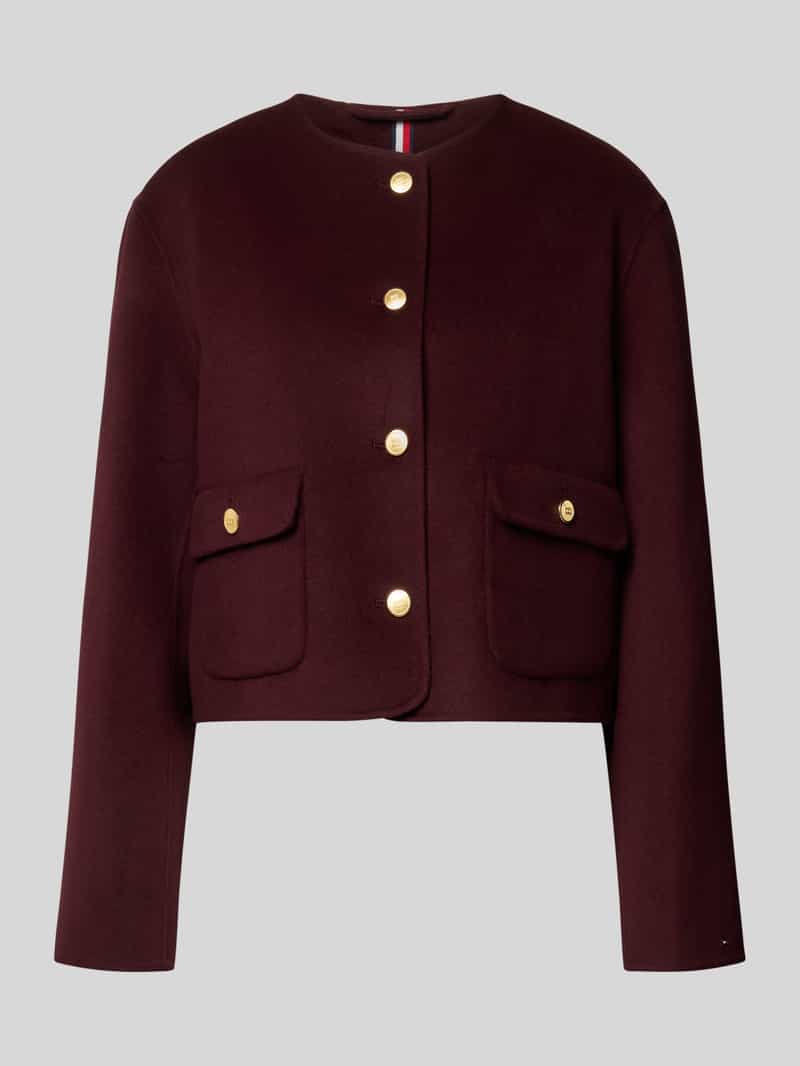 Żakiet krótki o kroju regular fit z mieszanki wełny