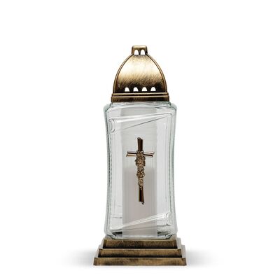 Znicz szklany z aplikacją R-158c-zl 12 x 33 cm złoty