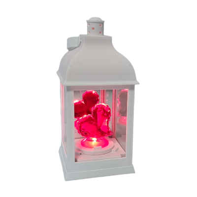 Latarenka LED z czerwonym sercem 10 x 10 x 23 cm biały CORTINA POLAND