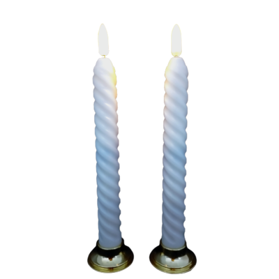 Świeczki stołowe LED ciepły biały 21 cm Ø 2 cm + podstawka biały CORTINA POLAND 2sztuki