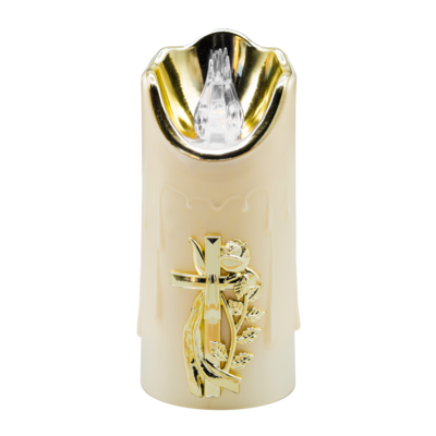 Świeca LED zimny biały LUX 7 x 16 cm biało-złoty CORTINA POLAND