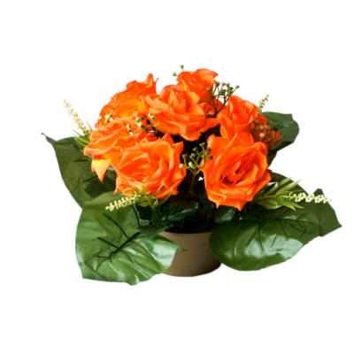 Stroik dekorowany w donicy 10 róż mix