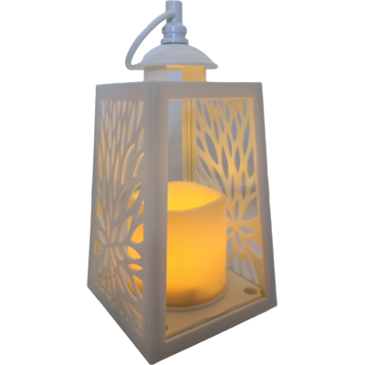 Latarenka LED świeca ażur ciepły biały 20,5 cm biały CORTINA POLAND