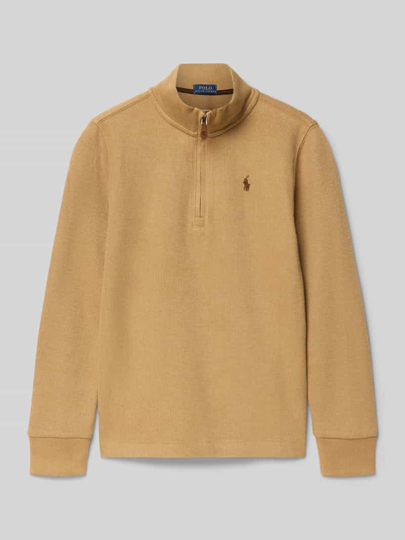 Sweter z dzianiny z prążkowanymi zakończeniami rękawów