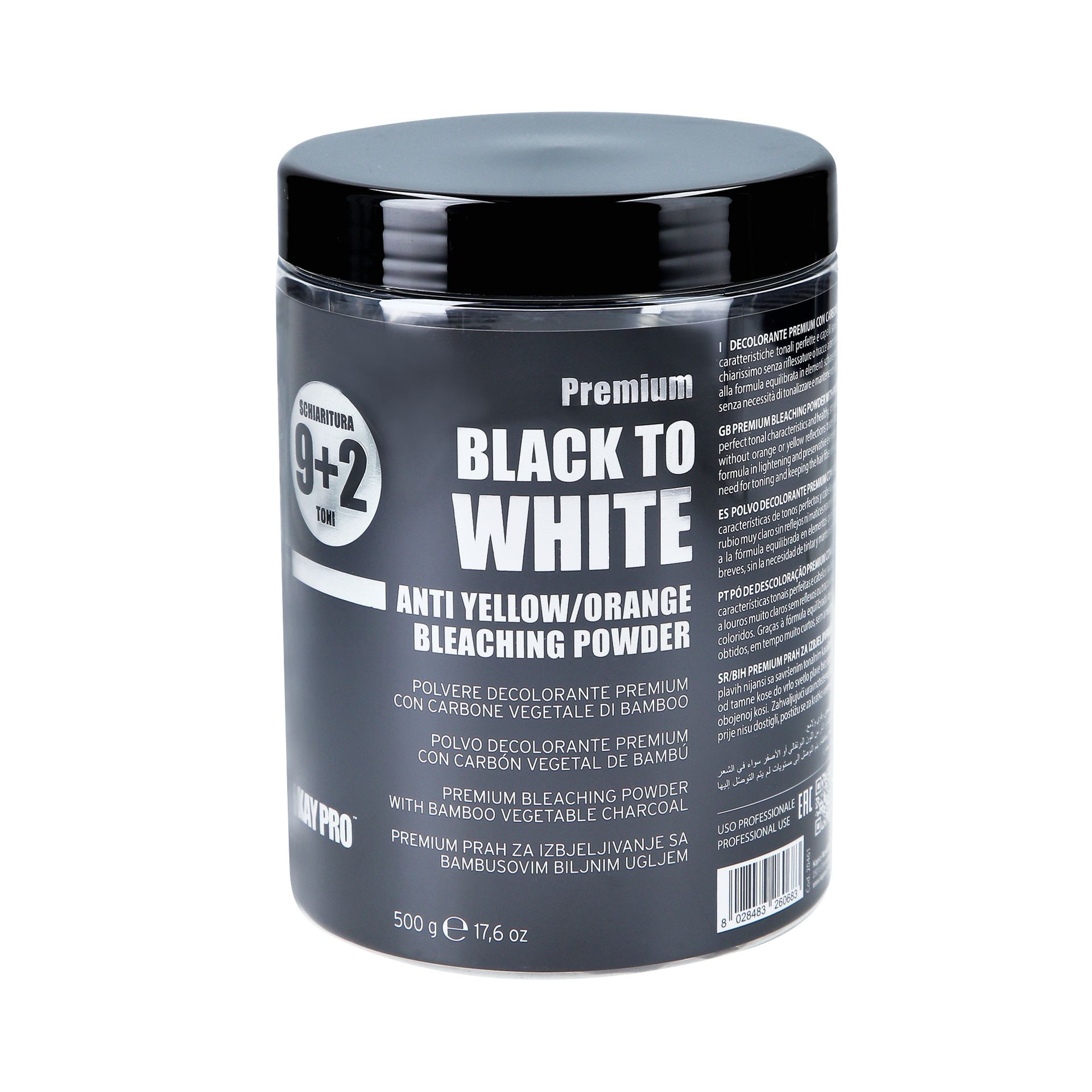 KAYPRO BLACK TO WHITE Rozjaśniacz do włosów z aktywnym węglem 9+2 500 g