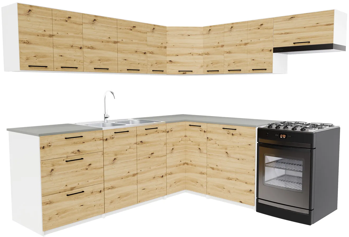 Narożny komplet mebli kuchennych dąb artisan T5-F34