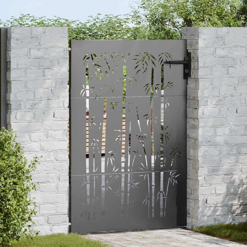 Bramka ogrodowa 85x75 cm Stal Corten z wzorem bambusa, Lumarko Brama ogrodowa