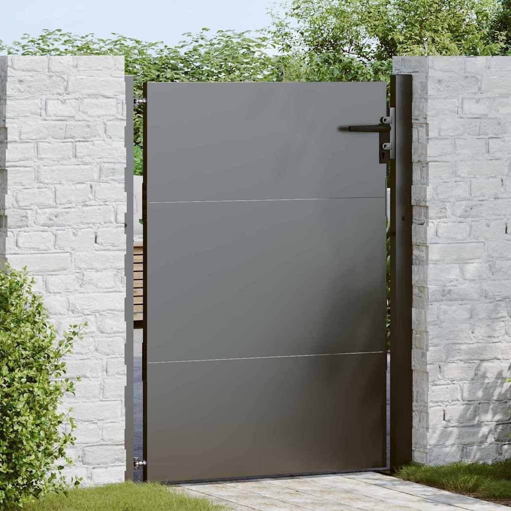 Lumarko Brama ogrodowa Czarny 105 x 150 cm Stal Malowana Proszkowo