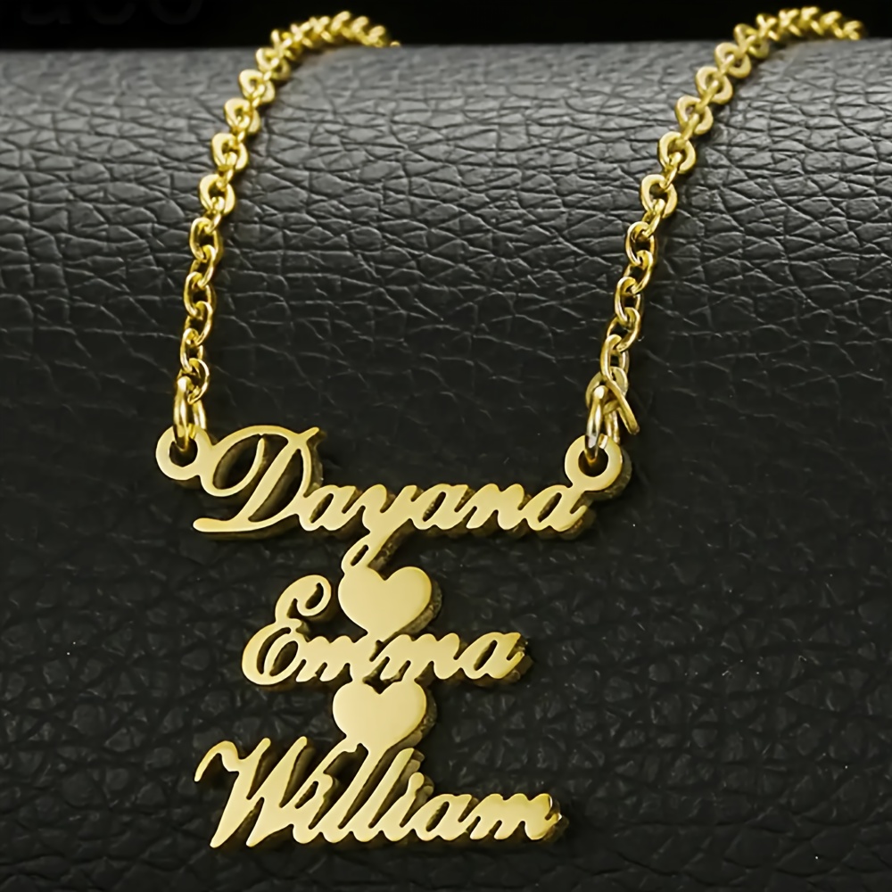 TEMU Wisiorek z imieniem na zamówienie z detalem , w stylu boho, wykonany ze stali nierdzewnej pozłacanej 18K, do codziennego użytku i na wakacje,