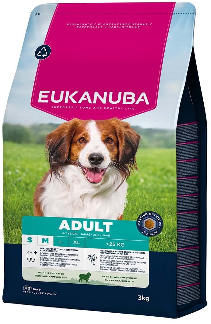 EUKANUBA Adult Small Medium Breeds Lamb Rice 3 kg sucha karma dla psów małych i średnich ras bogata w jagnięcinę i ryż