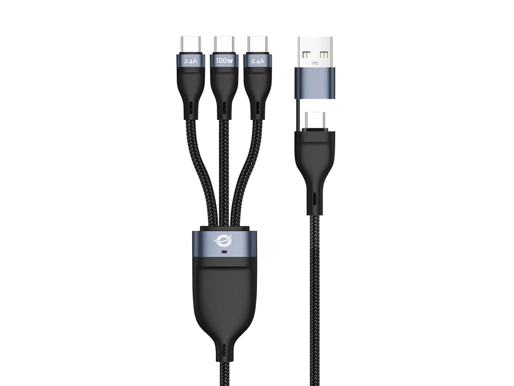 Conceptronic ETTA06B15C kabel USB USB 2.0 1,5 m USB A/USB C 3 x USB C Czarny