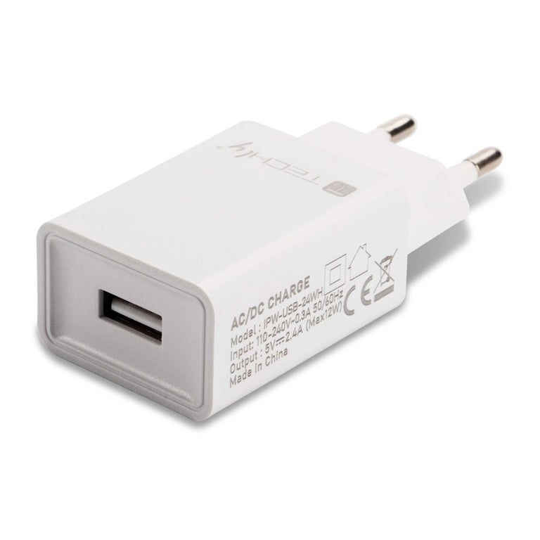 Techly IPW-USB-24WH ładowarka do urządzeń przenośnych Uniwersalne Biały Prąd przemienny Wewnętrzna
