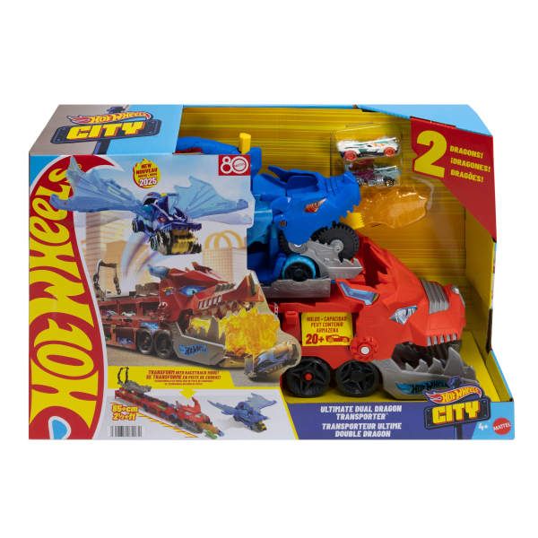 Hot Wheels City - transporter podwójny smok 2w1 - model lub pojazd