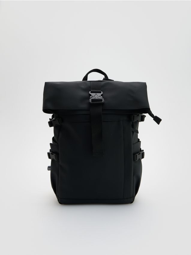 Reserved - Wodoodporny plecak z rolowanym zapięciem - czarny