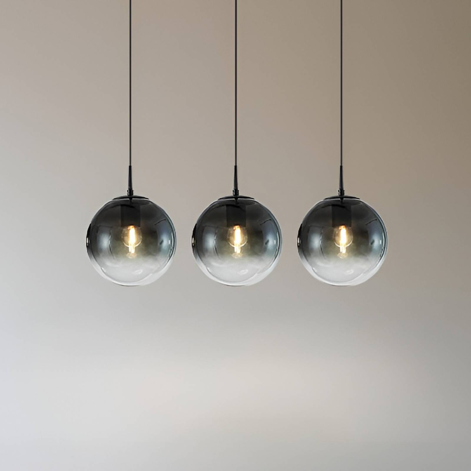 Lampa wisząca szklana Veloura Lucande, możliwość ściemniania, przezroczysty / transparentny, salon / jadalnia, szkło, design