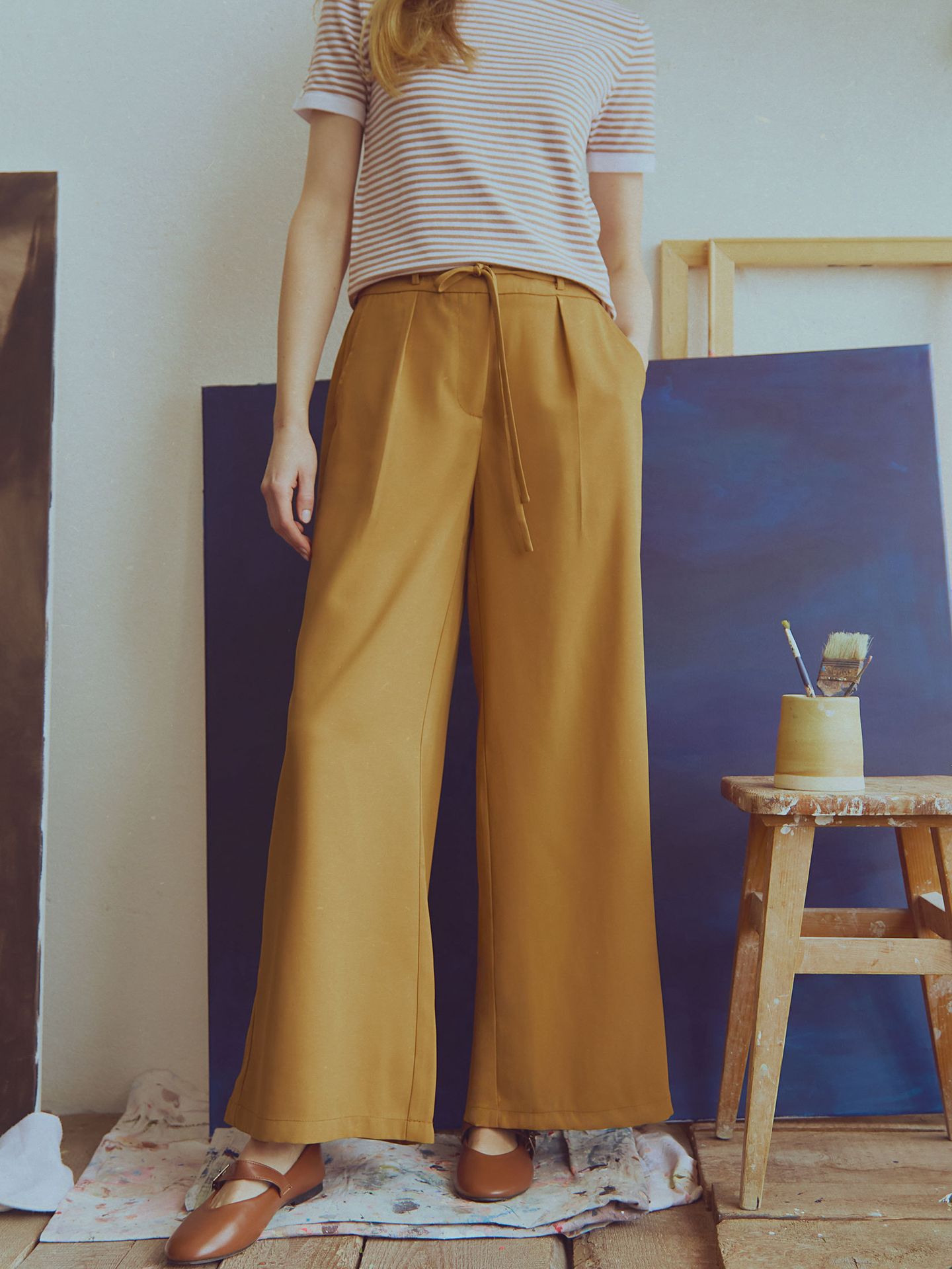 Spodnie wideleg brązowe