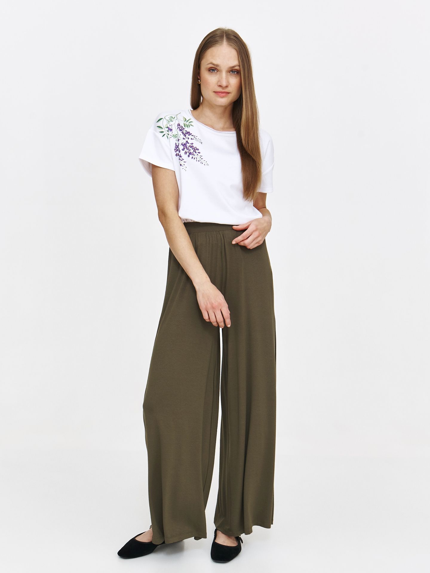 Ciemnozielone szerokie spodnie