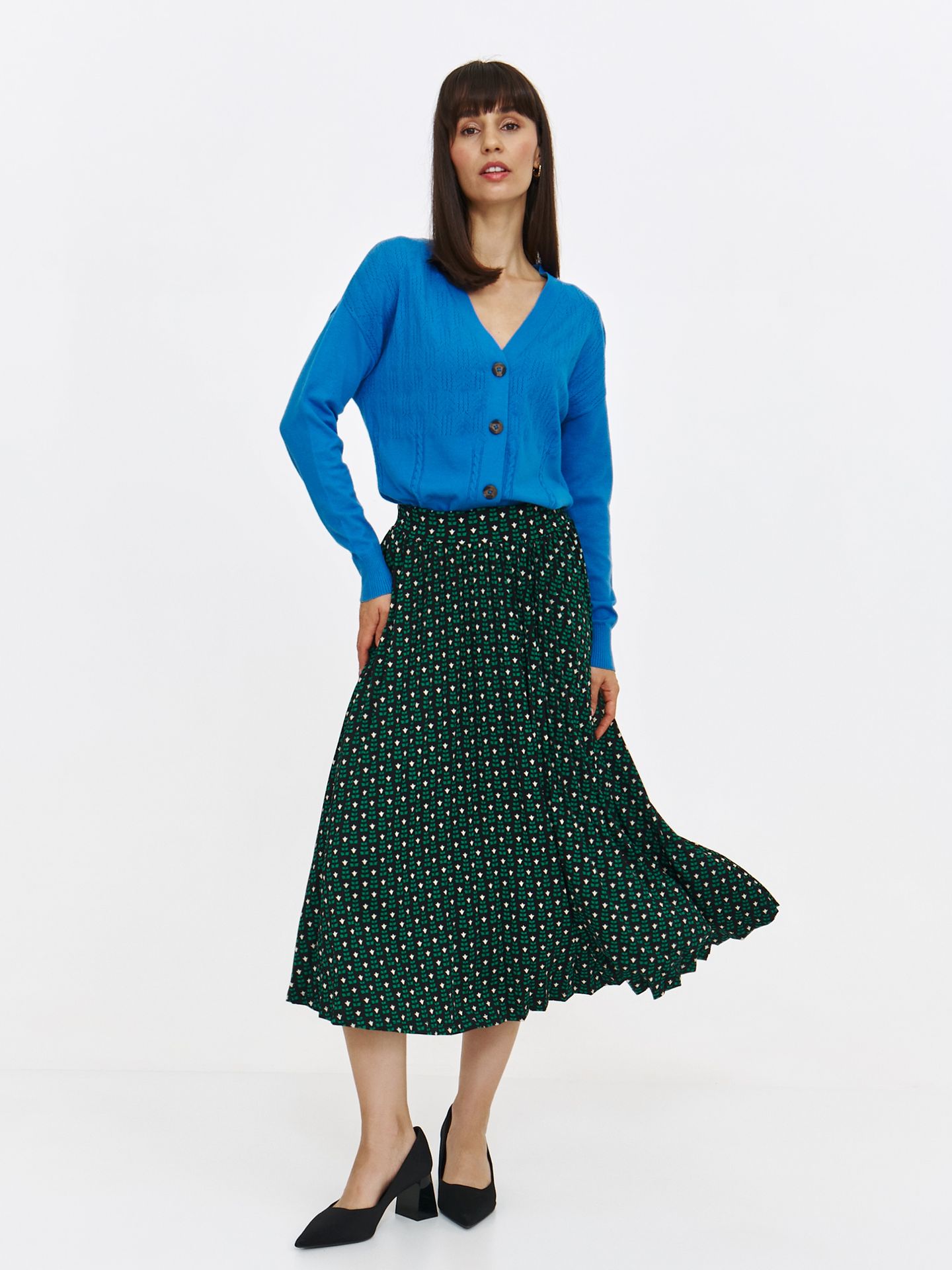 Spódnica midi z zielonym printem