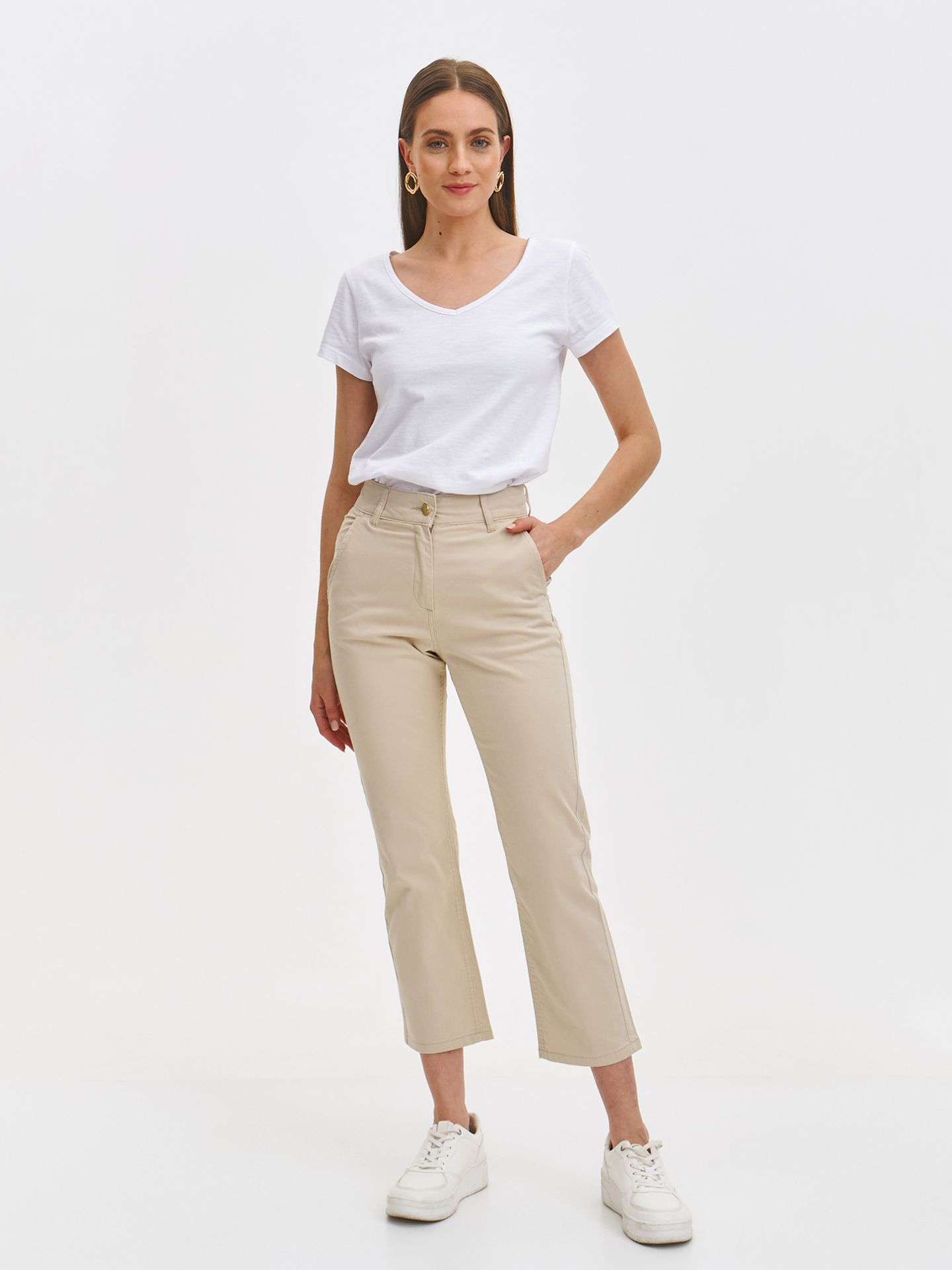 Spodnie damskie beżowe - SSP4441BE spodnie 7/8 - TOP SECRET - Odzieżowy sklep internetowy TOP SECRET