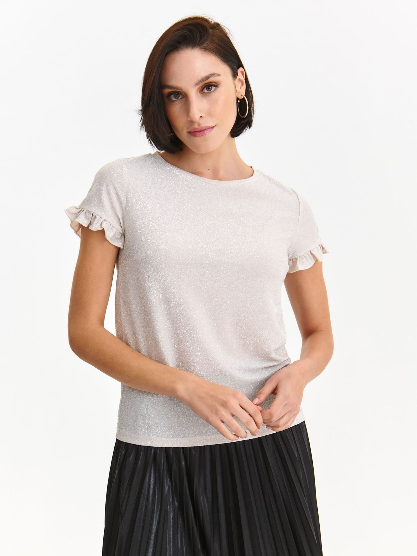 T-shirt damski kremowy - SPO6107KR t-shirt krótki rękaw - TOP SECRET - Odzieżowy sklep internetowy TOP SECRET