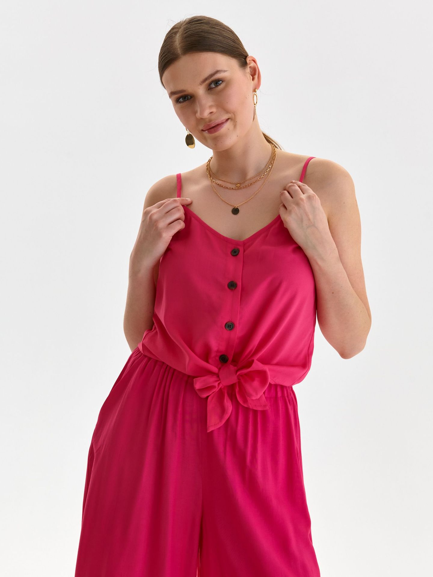 Koszula damska bez rękawów różowa - DKE0008RO koszula damska bez rękawów - DRYWASH - Odzieżowy sklep internetowy TOP SECRET