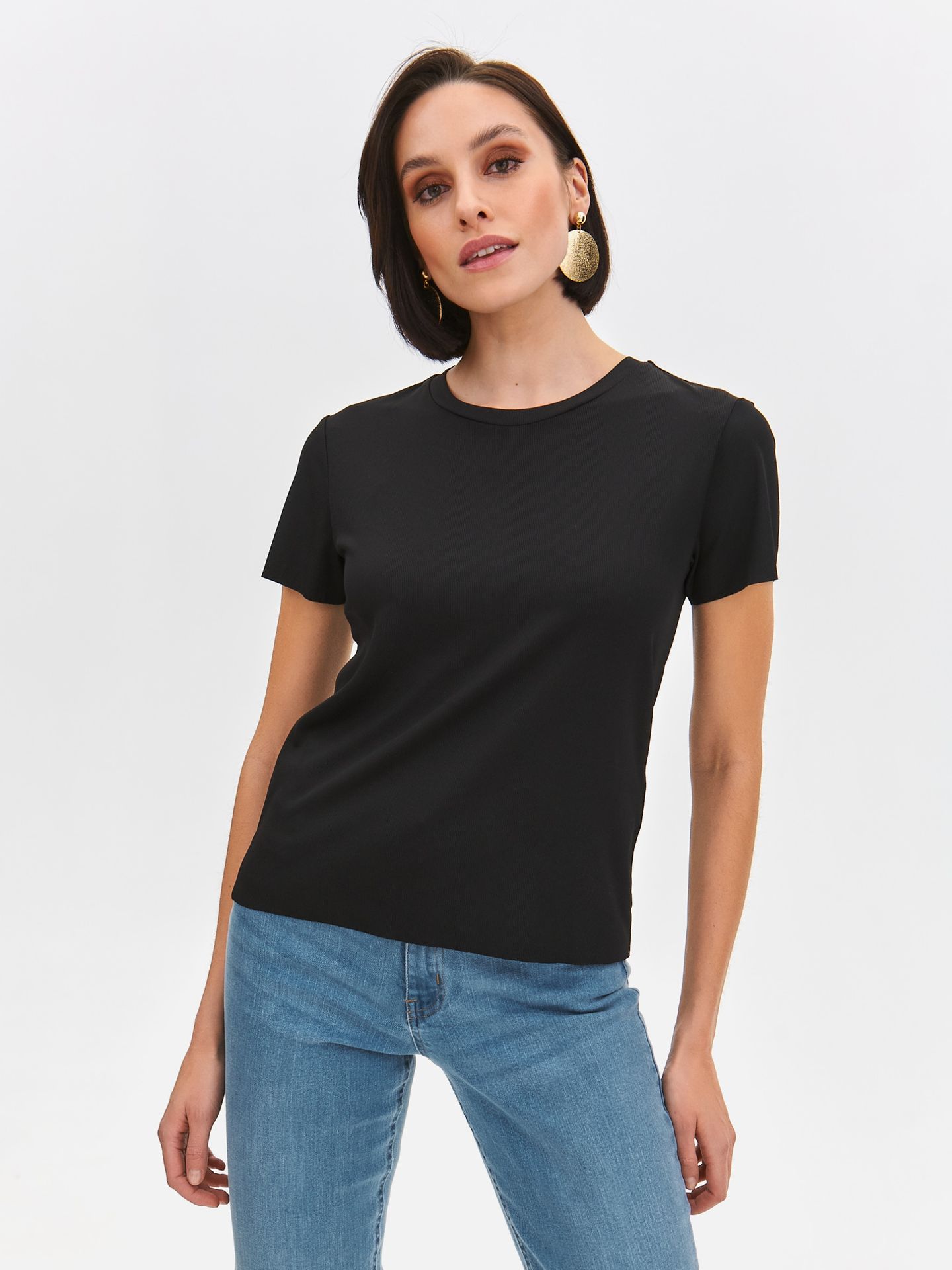 T-shirt damski czarny - SPO6135CA t-shirt krótki rękaw - TOP SECRET - Odzieżowy sklep internetowy TOP SECRET