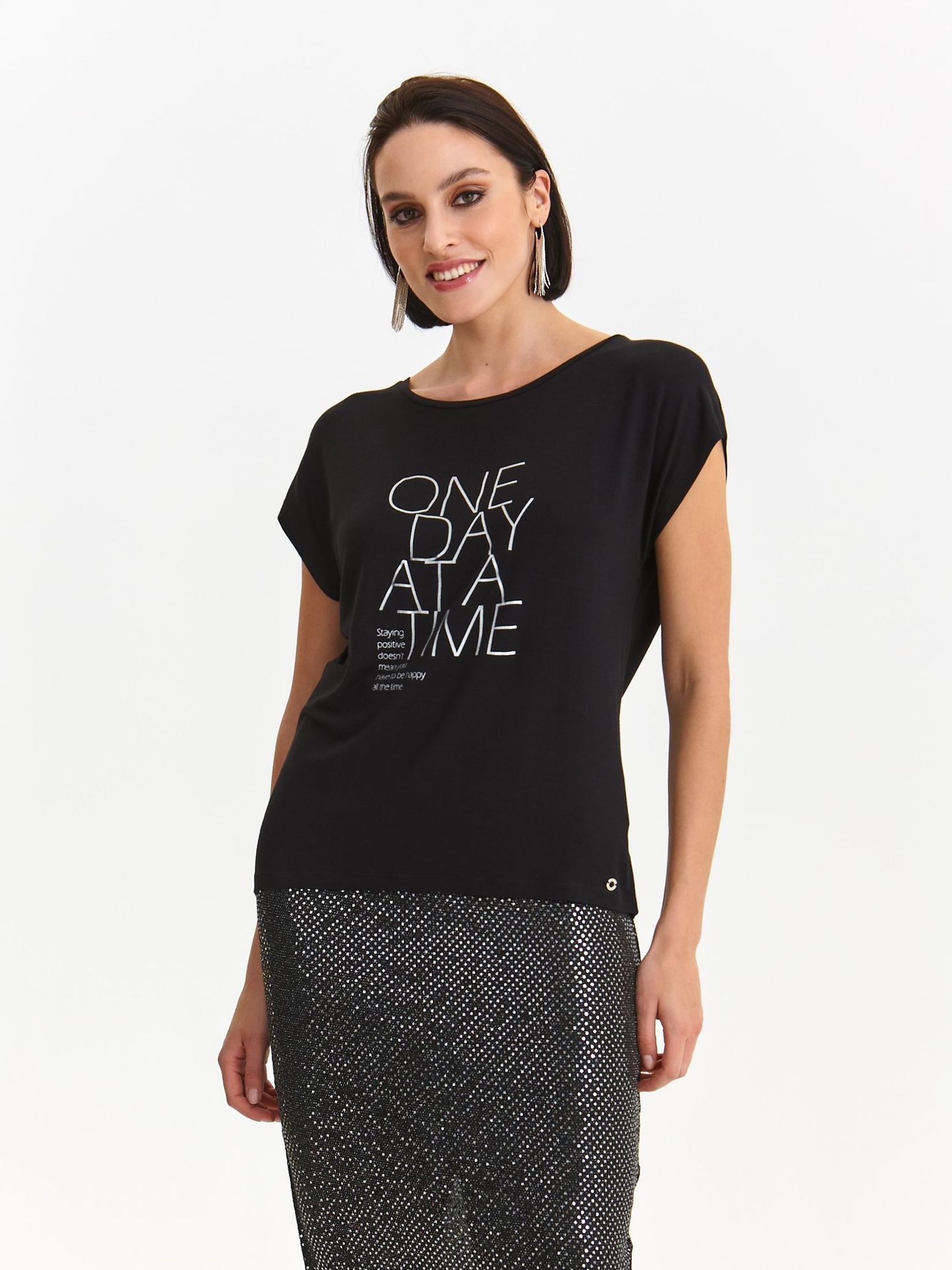 T-shirt damski czarny - SPO6089CA t-shirt krótki rękaw - TOP SECRET - Odzieżowy sklep internetowy TOP SECRET