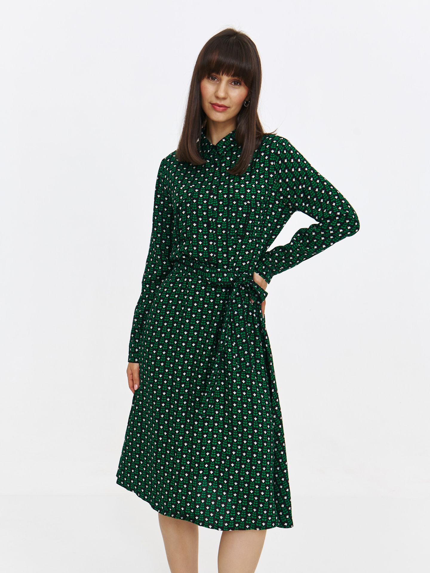 Casualowa sukienka midi z nadrukiem