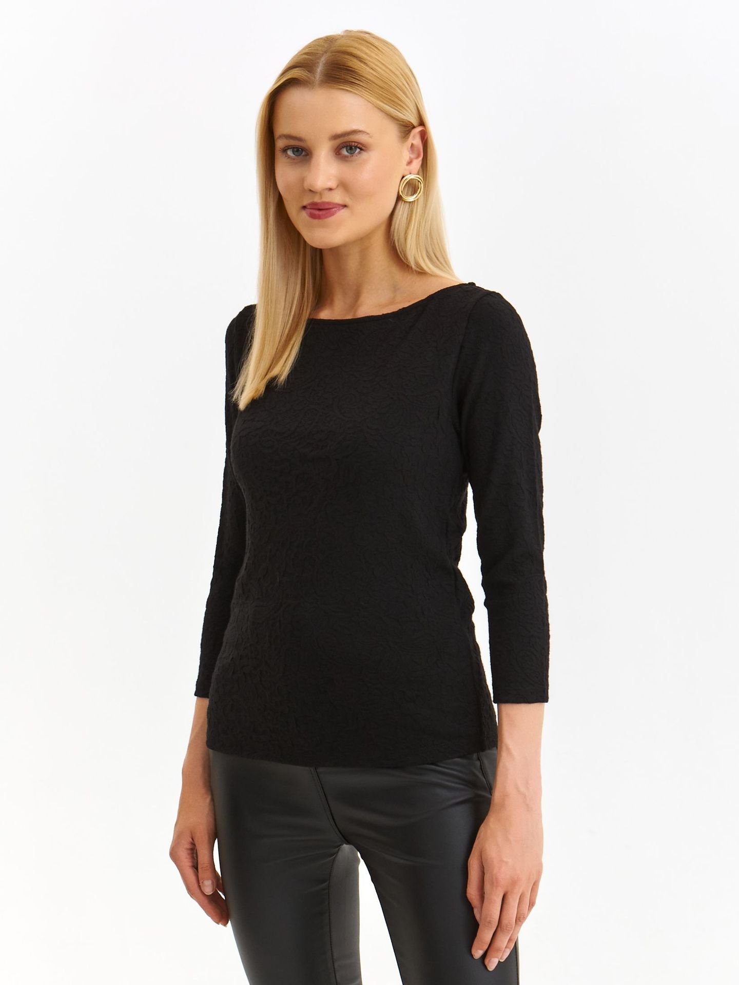 T-shirt damski czarny - SPO6075CA t-shirt długi rękaw - TOP SECRET - Odzieżowy sklep internetowy TOP SECRET