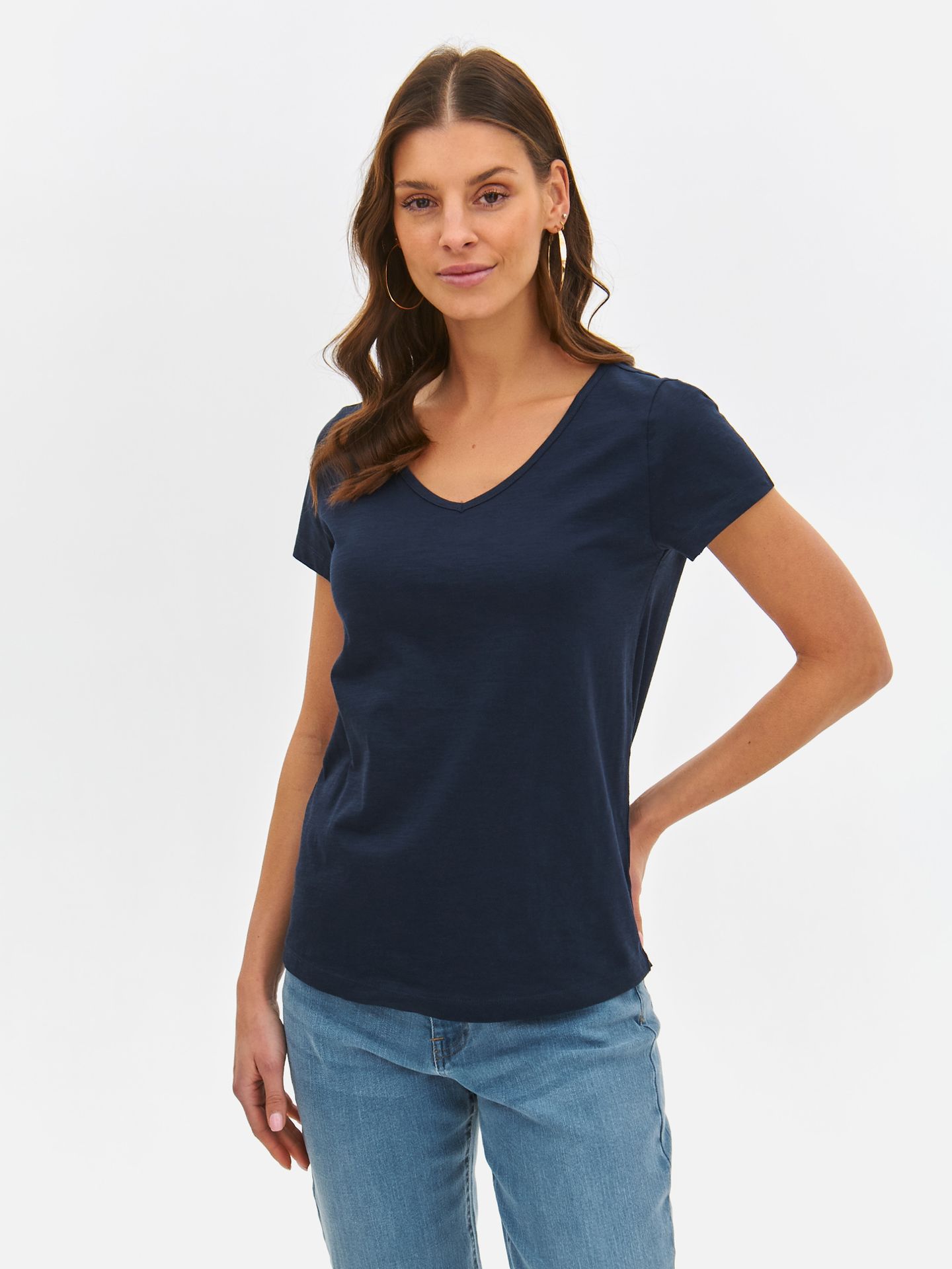 T-shirt damski granatowy - SPO6129GR t-shirt krótki rękaw - TOP SECRET - Odzieżowy sklep internetowy TOP SECRET