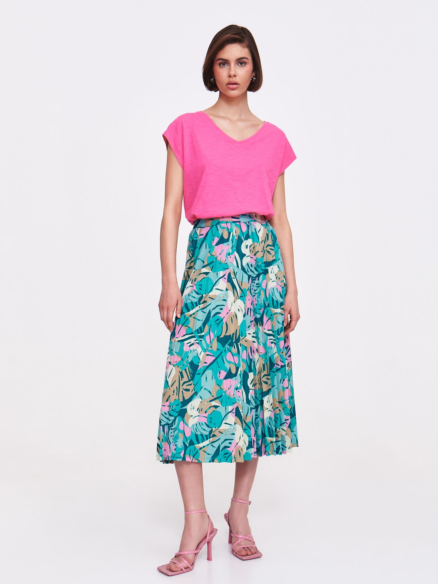 Plisowana spódnica z pastelowym wzorem