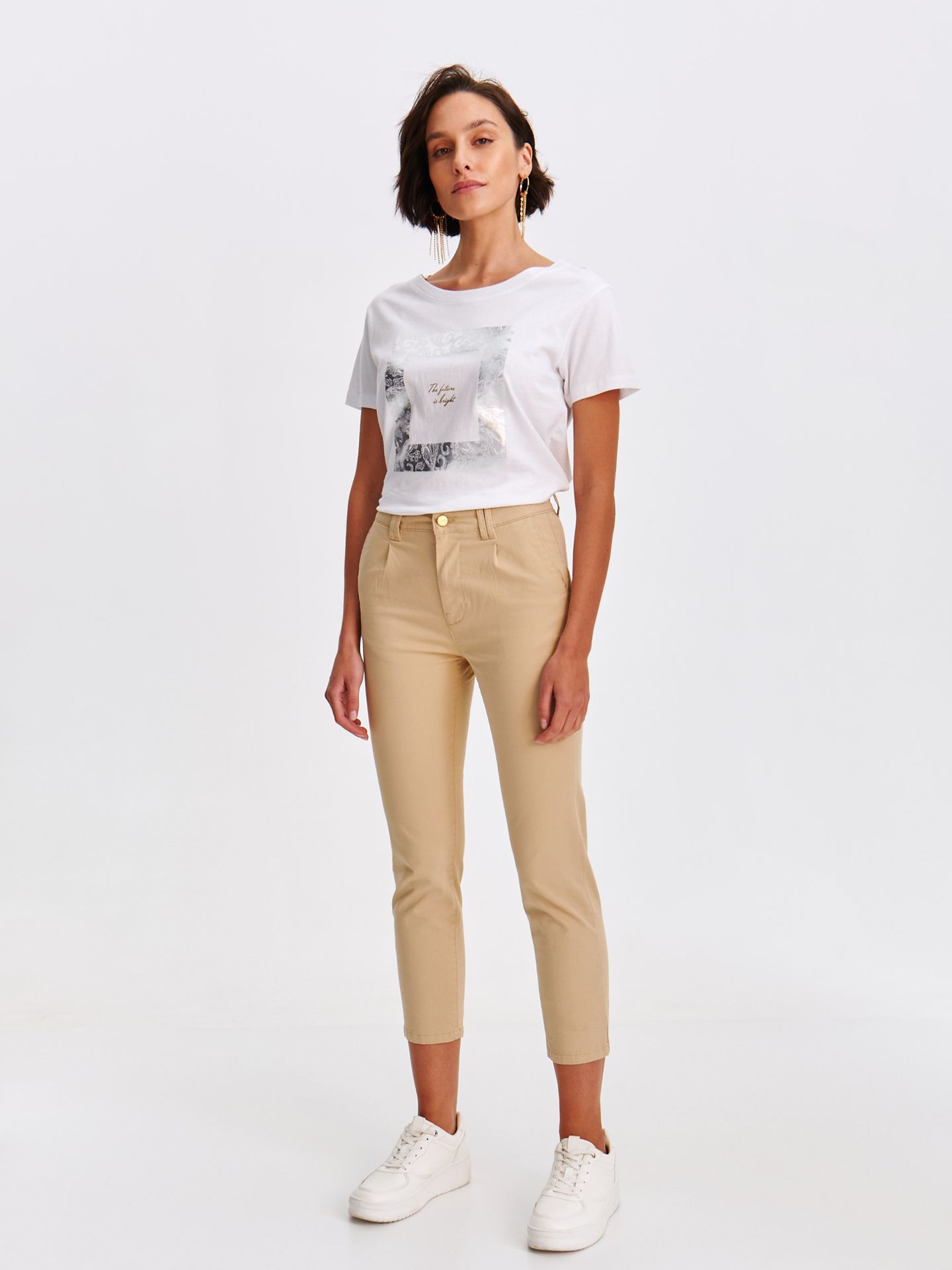 Spodnie damskie beżowe - SSP4408BE spodnie 7/8 - TOP SECRET - Odzieżowy sklep internetowy TOP SECRET