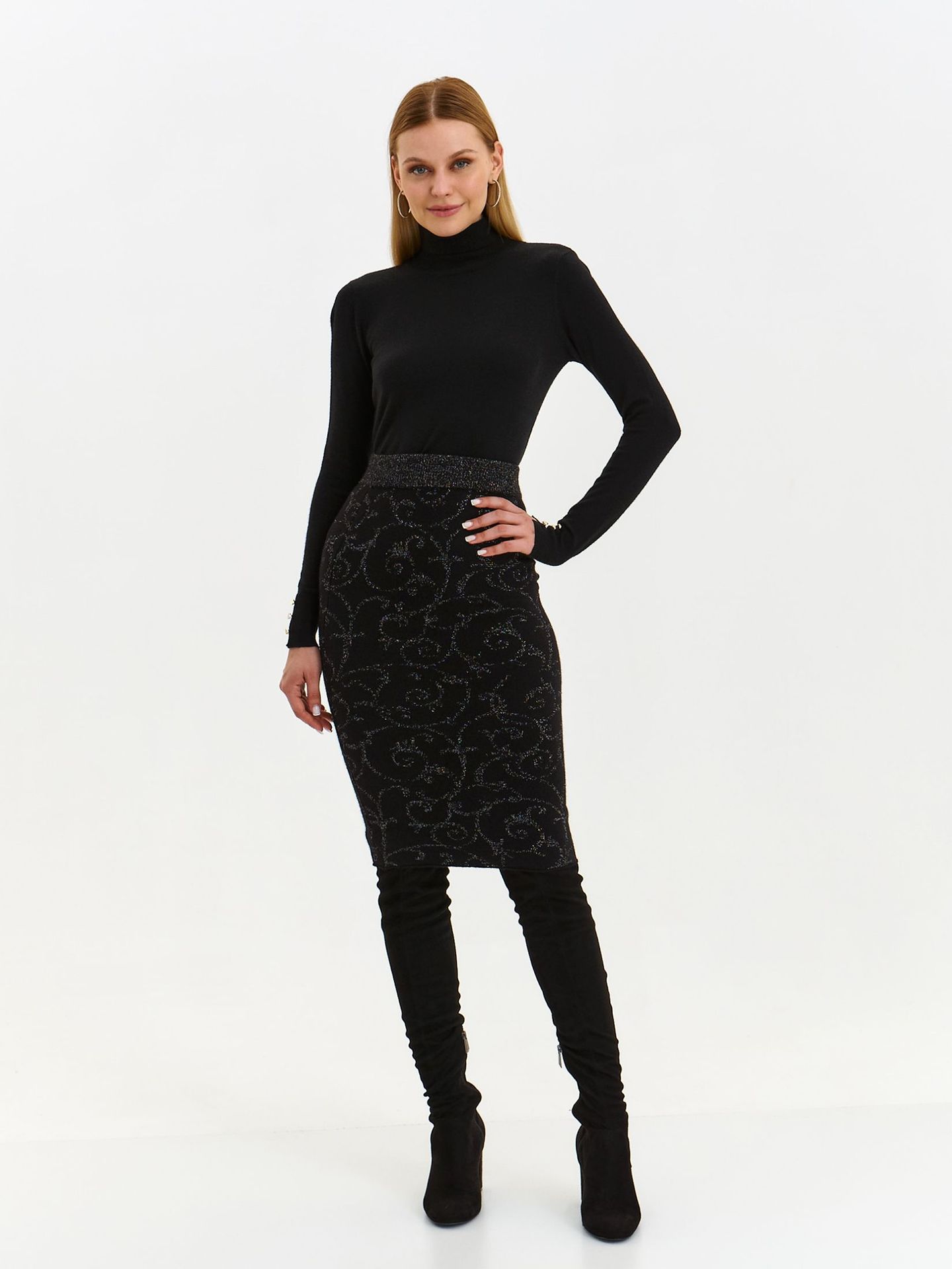 Spódnica damska czarna, czarna ołówkowa, ołówkowa - SSW3616CA spódnica, spódnica - TOP SECRET, TOP SECRET - Odzieżowy sklep internetowy TOP SECRET