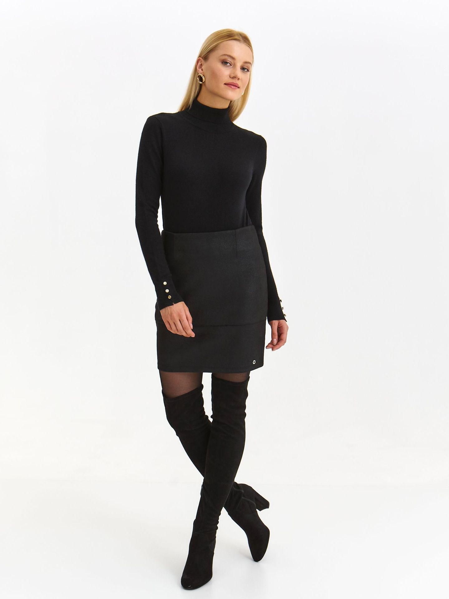 Golfy damskie czarny - SGO0242CA sweter golf długi rękaw - TOP SECRET - Odzieżowy sklep internetowy TOP SECRET