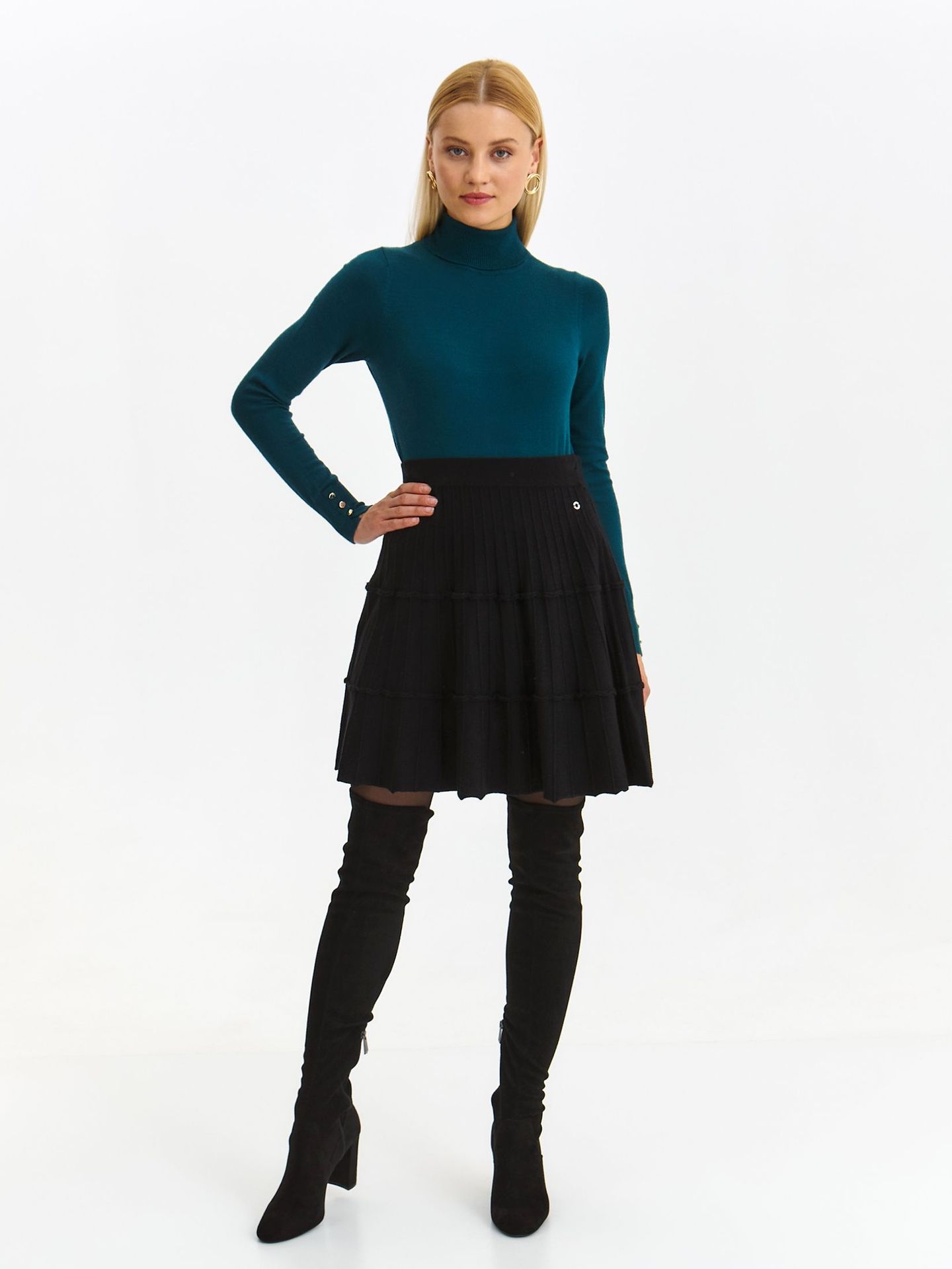 Spódnica damska czarna rozkloszowana - SSD1880CA spódnica - TOP SECRET - Odzieżowy sklep internetowy TOP SECRET