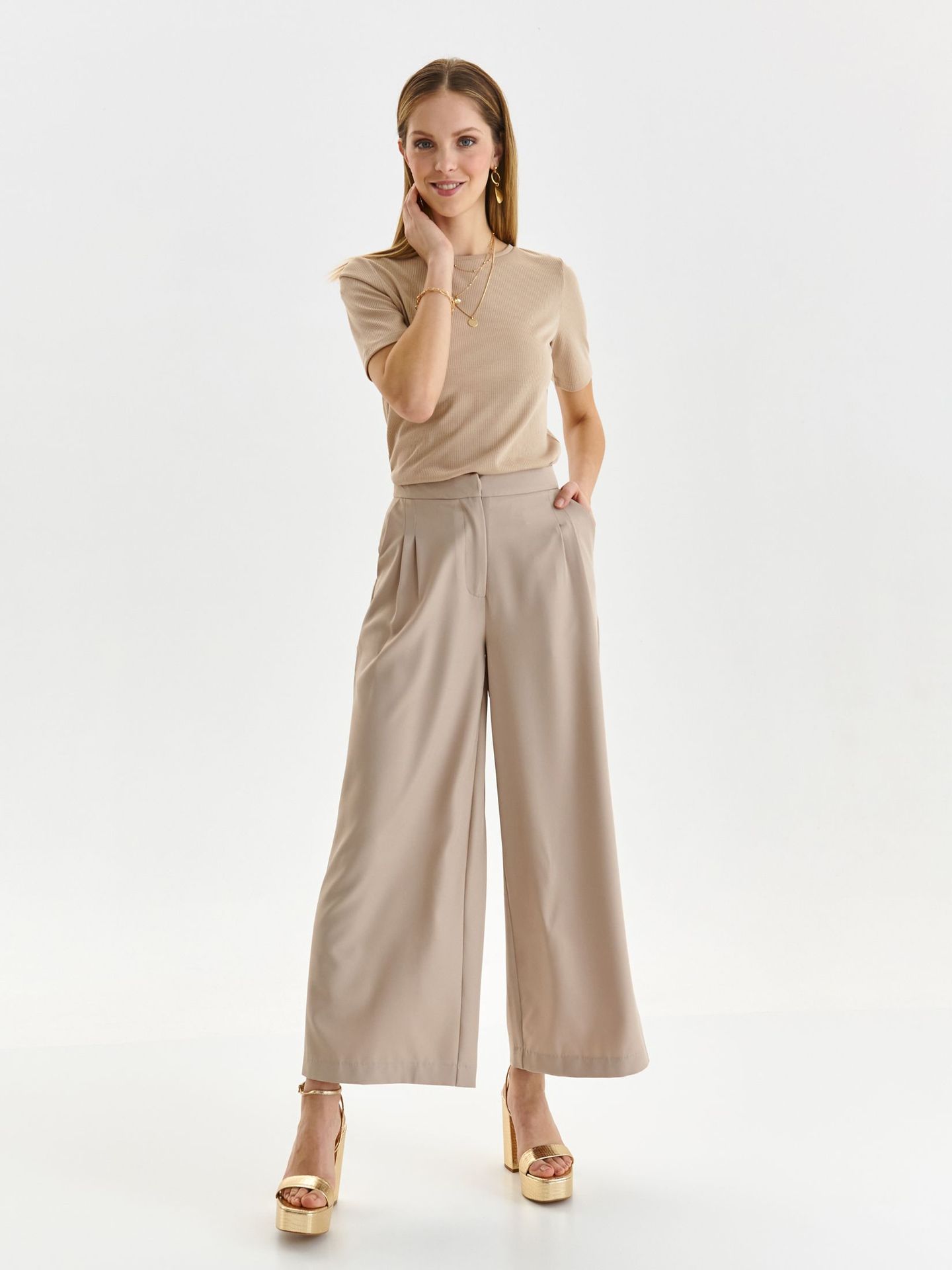 Spodnie damskie beżowe - SSP4236BE spodnie długie - TOP SECRET - Odzieżowy sklep internetowy TOP SECRET