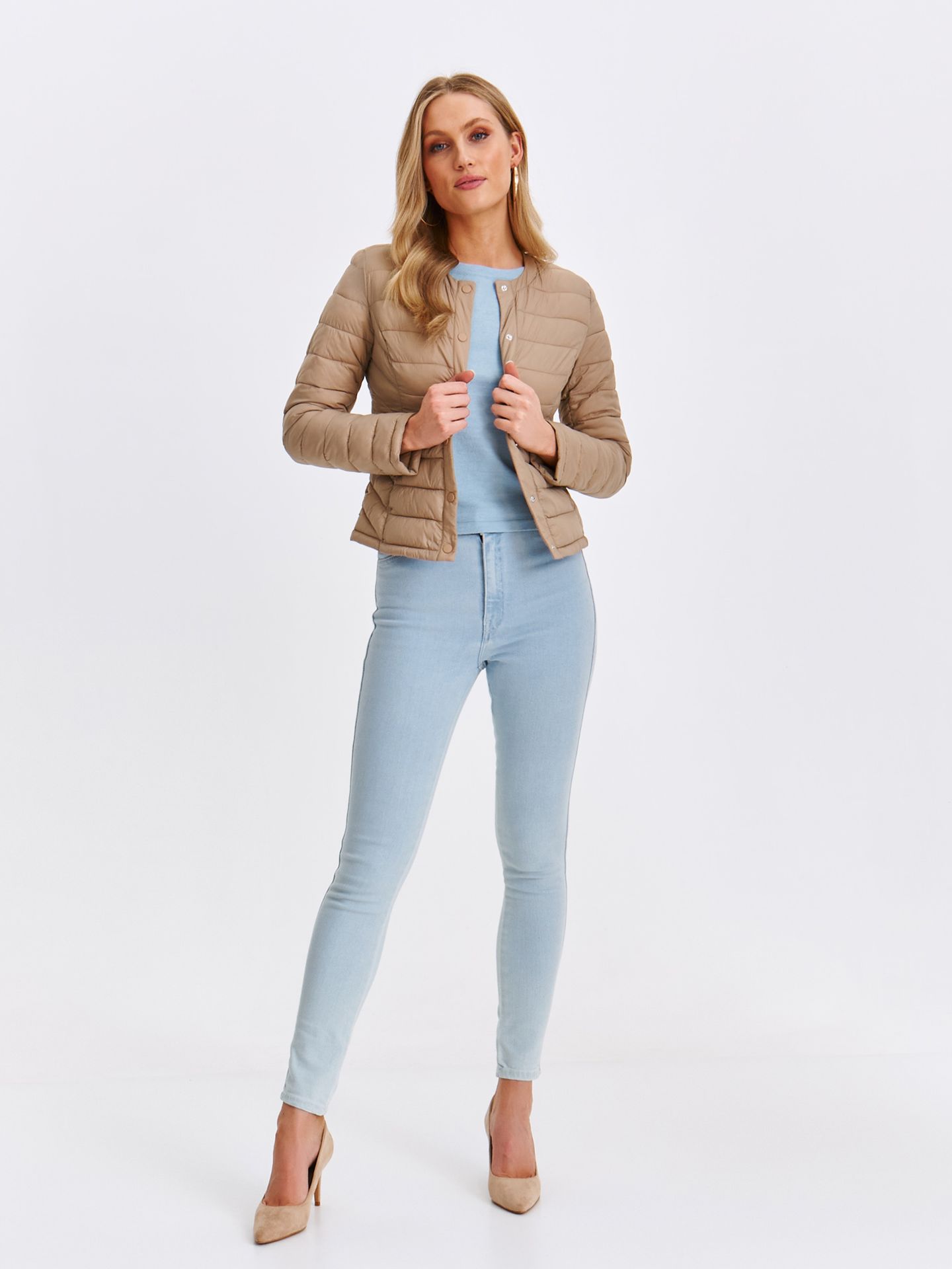 Kurtka damska rozpinana beżowa - SKU1417BE kurtka krótka - TOP SECRET - Odzieżowy sklep internetowy TOP SECRET