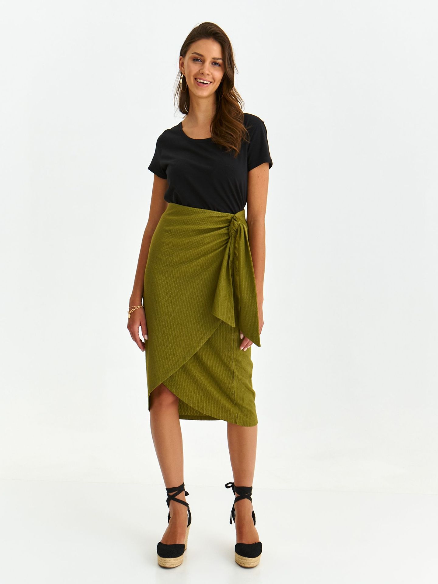 Spódnica damska zielona ołówkowa - SSD1846ZI spódnica długa - TOP SECRET - Odzieżowy sklep internetowy TOP SECRET